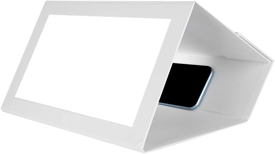 Folding HD Acrylic Lens Phone Screen Magnifier, Video Amplifier for Smartphones, Portable Foldable Mobile Screen Enlarger with 3D Viewing, Compatible with All Phones (White)