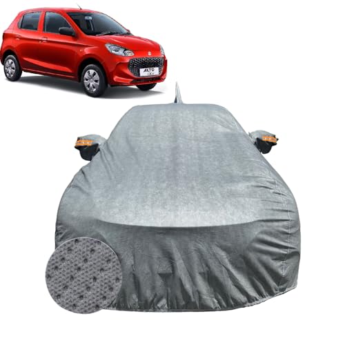 Image of Car Cover for Maruti Suzuki Alto K10 (2022-2026) |100% Waterproof Cover with Antenna & Reflective Mirror Pockets | Dustproof, Scratchproof, Heatproof Car Cover |Soft Cotton Lining| Grey
