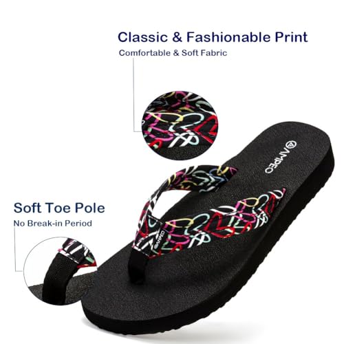 Ampeo Women's Arch Support Flip Flops Comfortable Casual Summer Beach Thong Sandals
