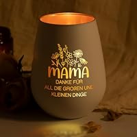 Craftique Muttertagsgeschenk, Geschenke für Mama - Windlicht mit Blumenmuster- Mama Geschenk, Geschenk Mutter Geburtstag, Geburtstagsgeschenk für Mutter, Bonusmama