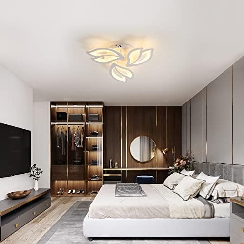 Modern Ceiling Lights LED Acrylic Ceiling Lamp with Flower Design 45W 3000K Warm White Semi Flush Mount Indoor Bedroom Ceiling Chandelier Lighting for Children's Room Lobby Living Room (3 Lights)