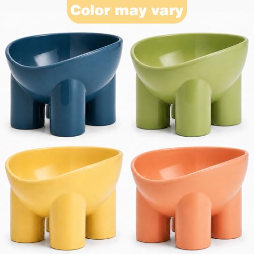 Image of Cature Elevated Cat Feeding Bowl | Raised Tilted Food & Water Bowl for Cats | Anti-Vomiting, Neck Protection Design | Durable Pet Feeding Dish (Color May Vary)