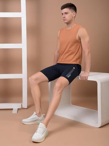 Image of Dollar Cotton Rich Fabric Solid Men's Shorts | Ribbed Waistband with Drawcord | Fashionable Print with Logo Branding | Side Pockets with Zip on one Side | Wide Array of Attractive Colours