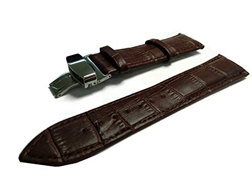 Image of 21mm Genuine Leather Watch Band Strap Fits DS Podium Chronograph Chronometer Brown Deployment Silver Buckle-BS3