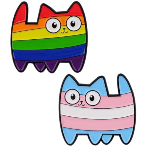 2er-Set LGBTQ Regenbogen-Katzen-Pins, Pride Month Accessoires, Rucksack & Kleidung Anstecker, Kreative Solidaritäts-Geschenke