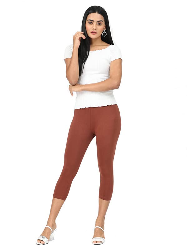Image of Robinbosky Premium Stretchable Cotton Capri Legging for Women | Suitable for Formal wear & Casual wear | High-End Elastic Makes. The Leggings Squat Proof and Durable for Travel, Yoga, & Workout.