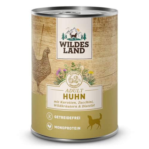 Wildes Land - Huhn mit Karotte - Classic Adult Nassfutter für Hunde - 12x 400g