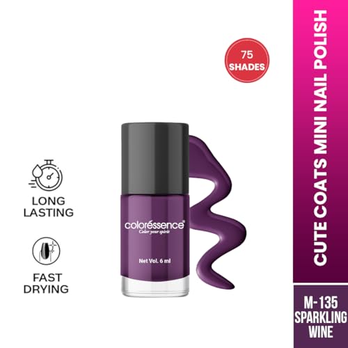 Image of Coloressence Cute Coats Long Lasting Nail Paint | Chip Resistant | Quick Dry | One Swipe Application | Toxin Free|Sparkling Wine -6ml
