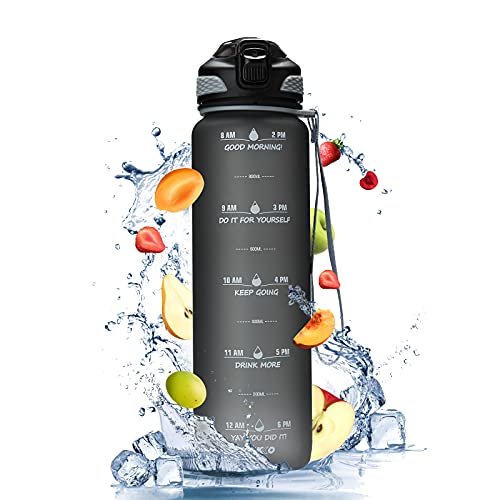 Jikko Tritan-Silikon-Trinkflasche, mattiert, 1000 ml, Grau Cover