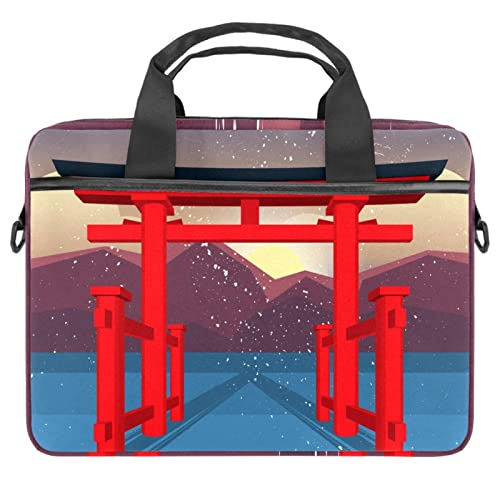 Sacoche à bandoulière pour ordinateur portable au motif japonais multicolore 14.5"