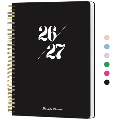 Monthly Planner 2026-2027, 2 Year Months Calendar Planner 2026-2027, Runs from January 2026 - December 2027, 7" x 10", 24 Months, Perfect for School Office Home Planning - Black