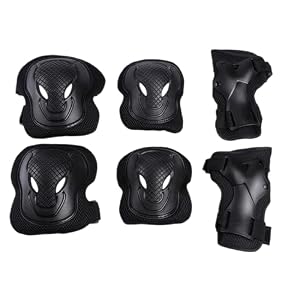 ericotry Adults Teens Unisex Adjustable Knee Elbow Wrist Braces Protective Pads Set for Skateboard Cycling Roller Skating and Other Outdoor Sports Safety Protective Gear Pads Guards Set