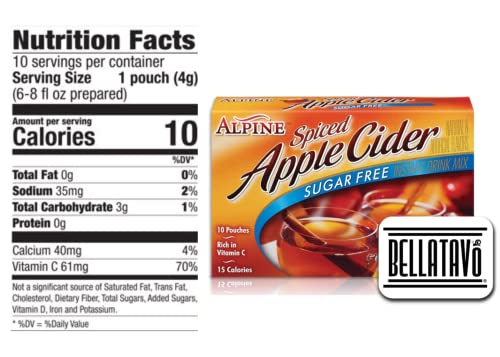 Sugar Free Apple Cider Mix Bundle. Includes Two-1.4 Oz Boxes Of Alpine Spiced Apple Cider Sugar Free Drink Mix And A Bellatavo Fridge Magnet. Each Box Has 10 Sugar Free Alpine Apple Cider Packets! #TOP2