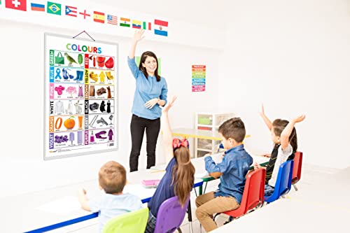 Image of GO WOO Combo of 2 Alphabet and Colours Educational Posters for Preschool Kids Classroom Study | Learning- Charts for Kids Learning (20 inchX30 inch Inches)