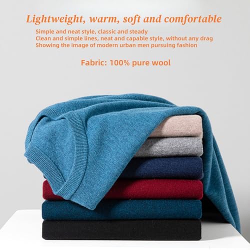 Men's Fall/Winter Solid Color Wool Round Neck Pullover Business Casual Classic Style Slim Fit Woolen Sweater3
