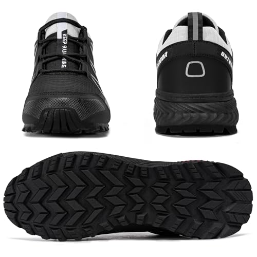 Image of Mens Trail Running Shoes Hiking Running Sneakers | Non Slip Outdoor Lightweight Breathable Walking Tennis Casual Comfortable Rubber Outsloe Lace Up Protective Upper