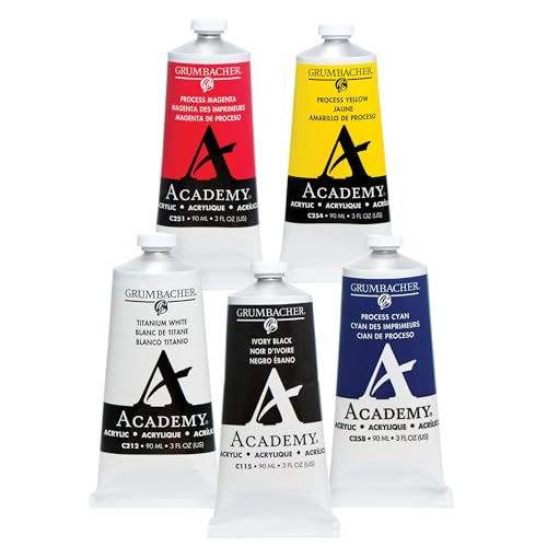 Grumbacher Academy Professional Acrylic Paint Set of 5 90ml CMYK