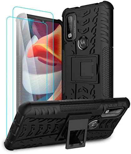 Iokmax for Moto G Pure Case,Moto G Power 2022 Military Phone Case with HD Screen Protector(2 Pack),Shockproof Silicone Protective for Motorola with Kickstand Hard Phone Cover Moto G Pure (black1)