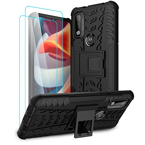 Iokmax For Moto G Pure Case,Moto G Power 2022 Military Phone Case With Hd Screen Protector(2 Pack),Shockproof Silicone Protective For Motorola With Kickstand Hard Phone Cover Moto G Pure (Black1) #TOP1