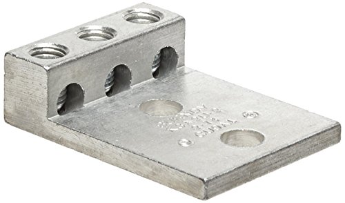 Burndy K3A2U-2 Universal Terminal, 3 Conductor lugs, 14 Str. - 2 Str. Aluminum or Copper Wire Range with 2 Pad Hole, 5/16" Stud Hole, 1.59" Width, 2.19" Length, 0.62" Height, 0.19" Thick, 50lb Recommended Tightening Torque