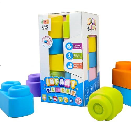 Image of Zephyr Learning Steps - Infant Blocks-1, Montessori Toys for Babies, Early Development, Soft Building Blocks, Block Sets, Colors and Counting, Premium Blocks, Stack Toy, Toddler Block Toys, 12 Pieces