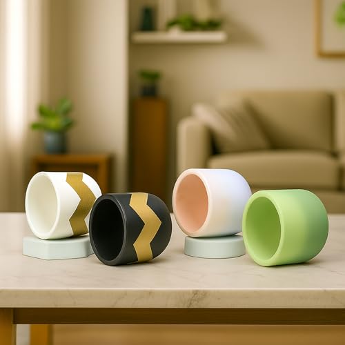 Image of Urban Plant Terracotta Pot - Trendy Planter for Modern Home & Garden Spaces (Terracotta Gems - Set of 4)