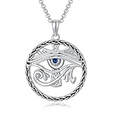 PROESS Father's Day Gifts Sterling Silver Eye of Horus Necklace,Celtic Protection Necklace Third eye