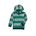 Crazy 8 Big Boys' Green Rugby Stripe Hooded Henley