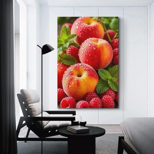 Poster pêches et framboises pour décorer un grand mur vide - 3