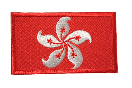 Hong Kong New Country Flag Small Iron on Patch Crest Badge 1.5 X 2.5 Inches New