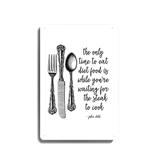 Juli Child Diet Food For Black And White Kitchen or Dining Room Decor Metal Sign Wall Decor Poster Targa in metallo 20 x 30 cm