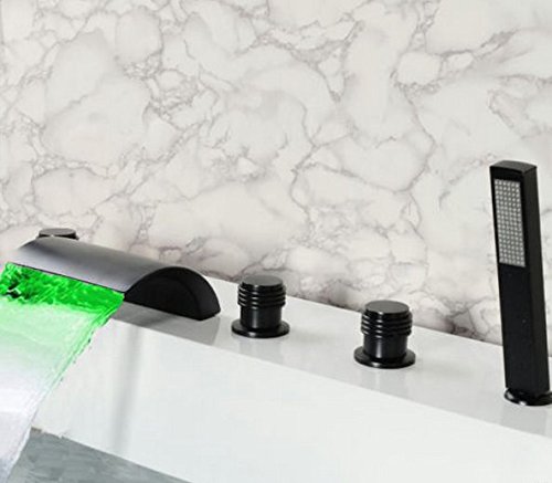 Baignoire robinet mitigeur LED Gowe : finies les traces de calcaire grâce au bronze huilé