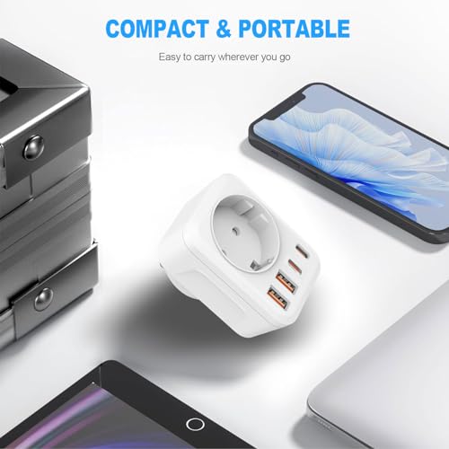 Reiseadapter USA-Adapter USA mit 2 USB 2 Typ-C(3.4A),mit 1 AC,5-in-1 USA Adapter Steckdose,Stromadapter USA,Adapter USA Deutschland Stecker,Steckdosenadapter Typ B für Amerika Kanada Thailan Mexiko