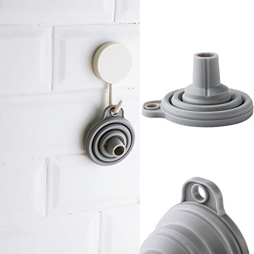 Ylliesy 2 Pack Silicone Collapsible Funnel Flexible,Foldable,Kitchen Funnel For Water Bottle Liquid/Powder Transfer Wide Mouth Hopper Food Grade Gray And White #TOP7