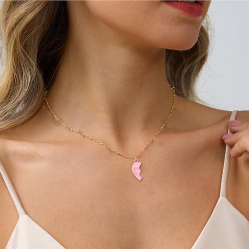 GlamRays BFF Halskette für 3, Herz durchgebrochen Sticking Magnetischer Bester Freund Halsanhänger für Frauen Freundschaft Schmuck Geschenk