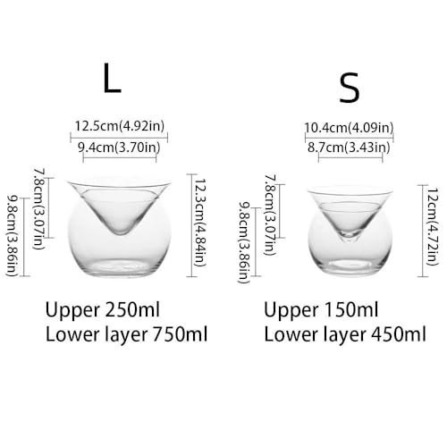 Copas de cóctel de cristal transparente de dos piezas para licores y combinados de bar 5