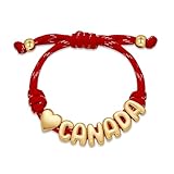 HolidayQbee Pulsera para fanáticos del fútbol mundial, pulsera de Canadá 2026, pulsera de eslabones de Canadá, hecha a mano, pulsera de cuerda ajustable, joyería para el día del juego, para fanáticos