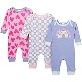 Onesies Brand Baby Unisex 3-Pack Cotton Romper – Soft Lap Shoulder One-Pieces with Leg Snaps for Easy Changes and All-Day Comfort, Rainbows and Hearts, 24 Months