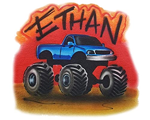 Airbrush Monster Truck Custom Personalized Name - T Shirt Hoodie Sweatshirt