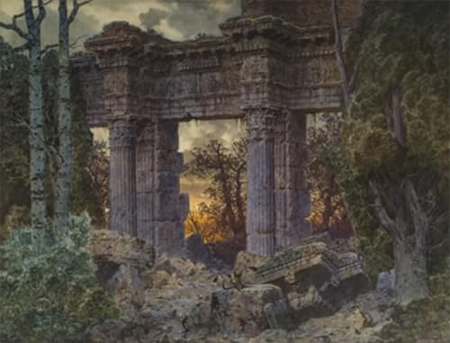 Tableau peinture sur toile crépuscule romaine 60x90cm, idée cadeau pendaison de crémaillère