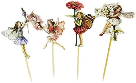 24PCS Cake Toppers Flower Fairy Shape Birthday Party Cake Picks Food Decoration Supplies