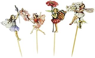 24PCS Cake Toppers Flower Fairy Shape Birthday Party Cake Picks Food Decoration Supplies