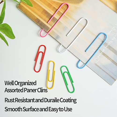 Rainberg Paper Clips, 33 & 50mm Paper Clip, 400pcs Paperclips (Multy Colour)
