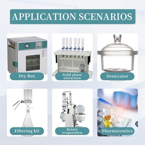 Portable Diaphragm Vacuum Pump,Lab Oil Free Vacuum Pump Pressure Pump w/10 L/min Flow Rate,for Filtration Distillation Laboratory Work