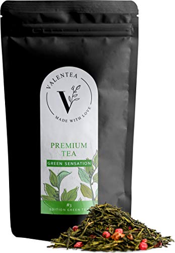 VALENTEA BIO Grüner Tee - Apfel & Johanisbeere - Premium Teemischung GREEN SENSATION - heiß & kalt (GREEN SENSATION, 100g) Cover
