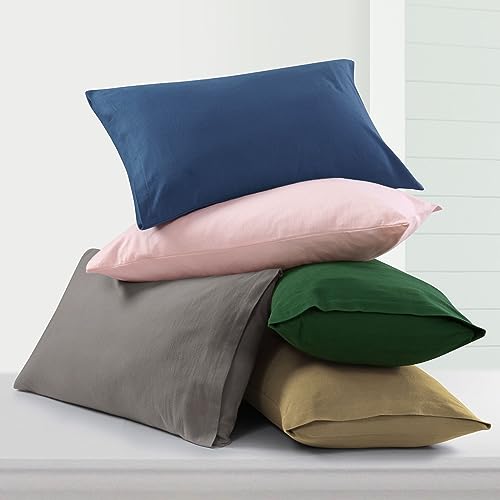 Tribeca Living King German Flannel Pillowcases, Set of 2, 200-GSM Heavyweight Cotton, Emerald Green