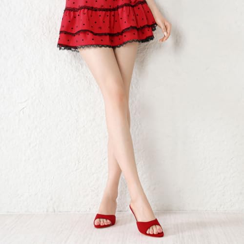 Image of Mostrin Kitten Heels for Women Pointed Toe Vintage Mules Heels Sexy Slip on Stiletto Backless Sandals for Party Wedding Daily