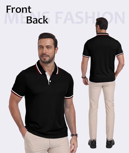 Image of ZITY Men Polo Shirts Short Sleeve with Pocket Golf Polo Wicking Shirts for Men Casual Collared T-Shirts