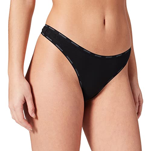 Superdry Damen Tanga aus Bio-Baumwolle Schwarz 36