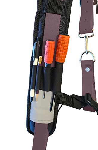 Leather Gold Tool Belt Suspenders 9850-Brn | Adjustable, One Size Fits All | Durable Padded Straps, Commercial Grade | Contoured Yoke For Back Support And Even Load Distribution In Construction Work #TOP6